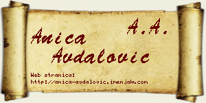Anica Avdalović vizit kartica